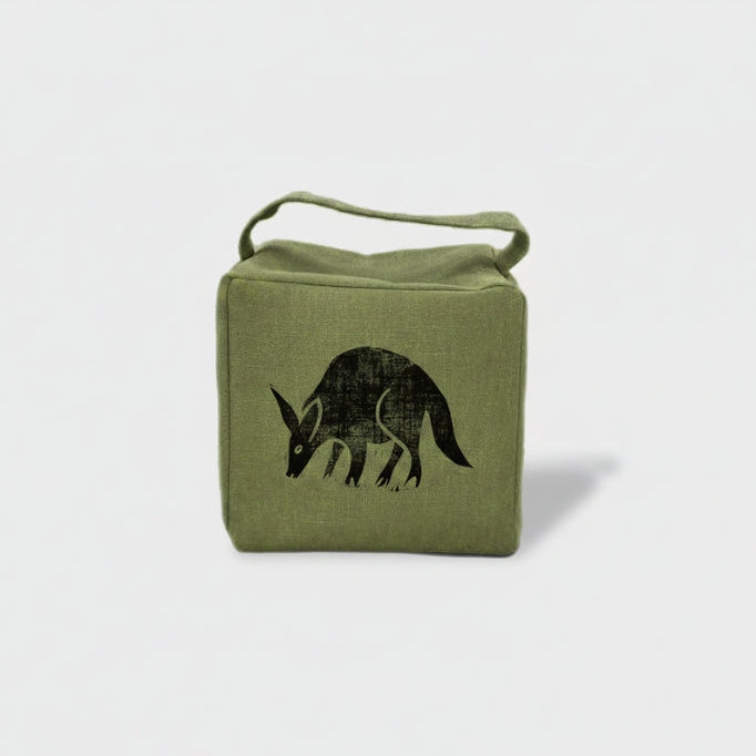 Otis the aardvark doorstop in fynbos green