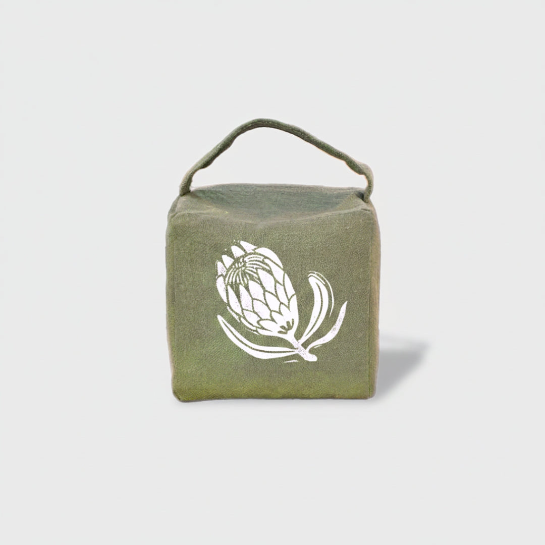 Suki the sugarbush doorstop in fynbos green