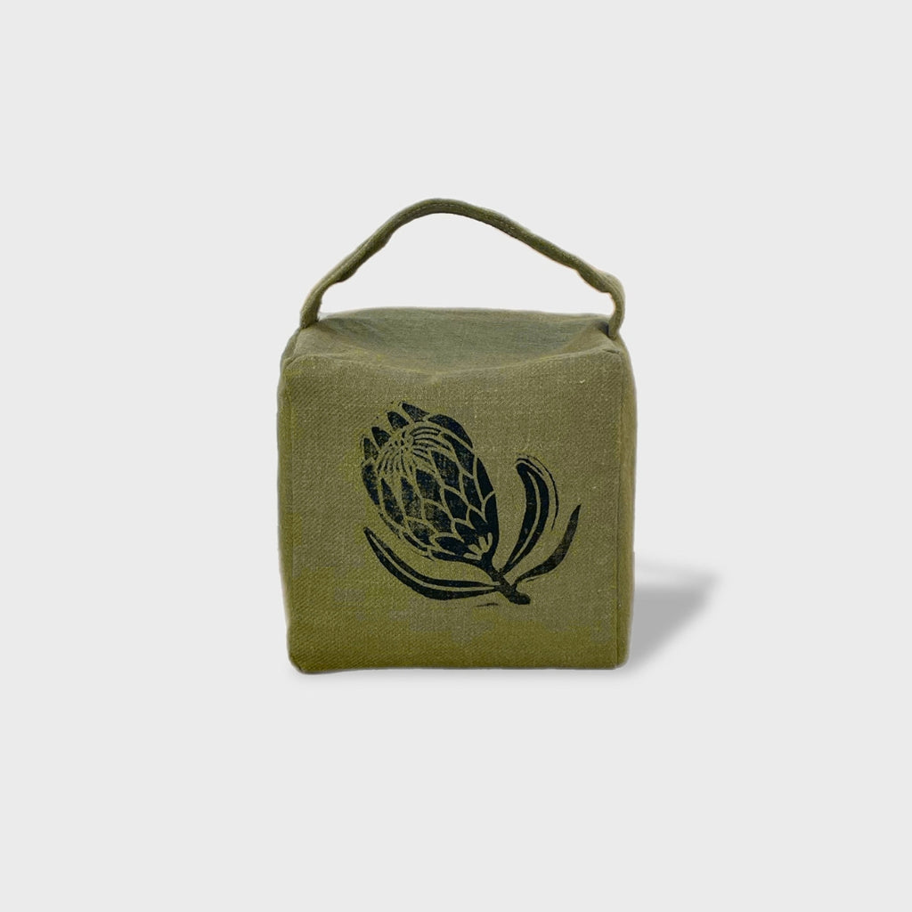 Suki the sugarbush doorstop in fynbos green