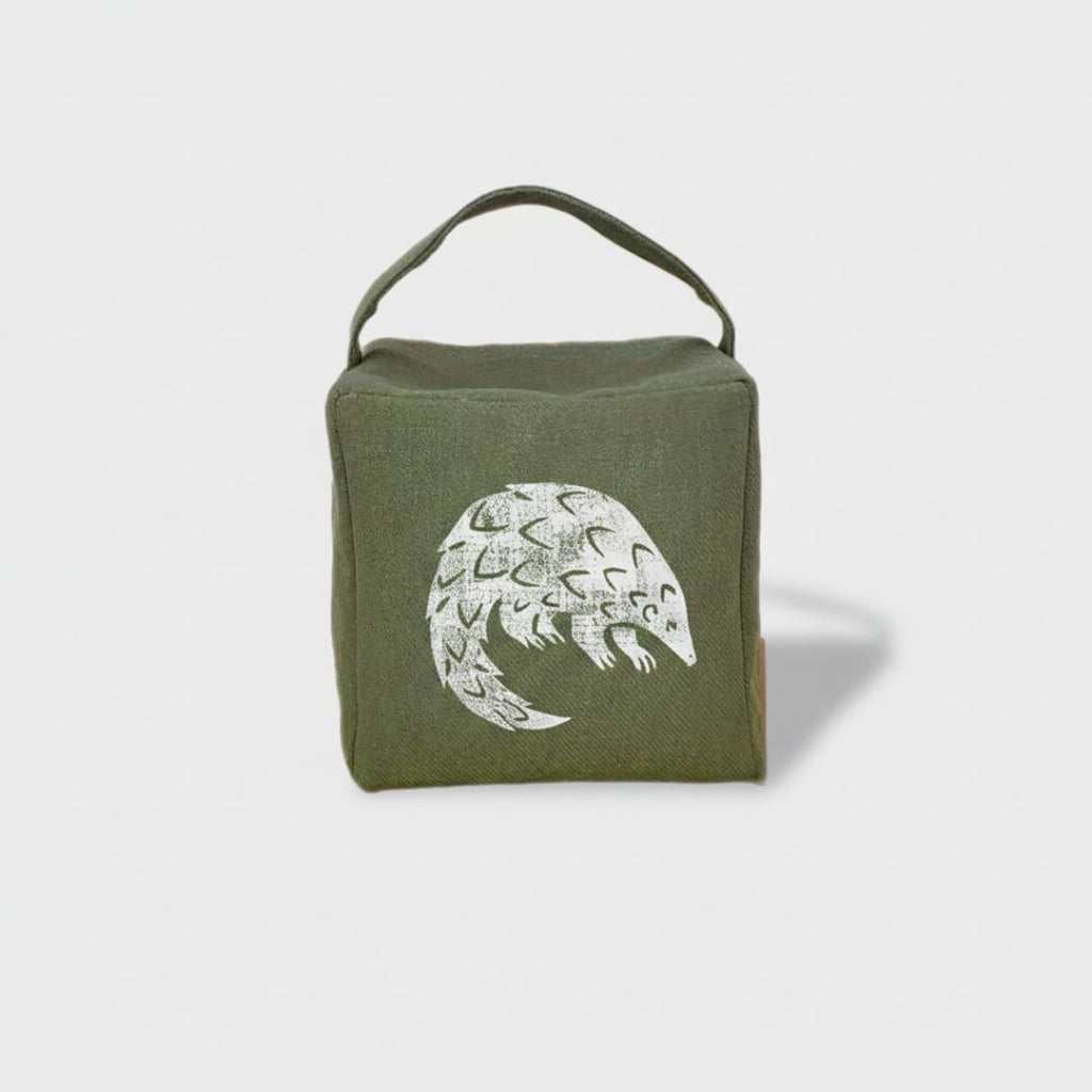 Rolo the pangolin doorstop in fynbos green
