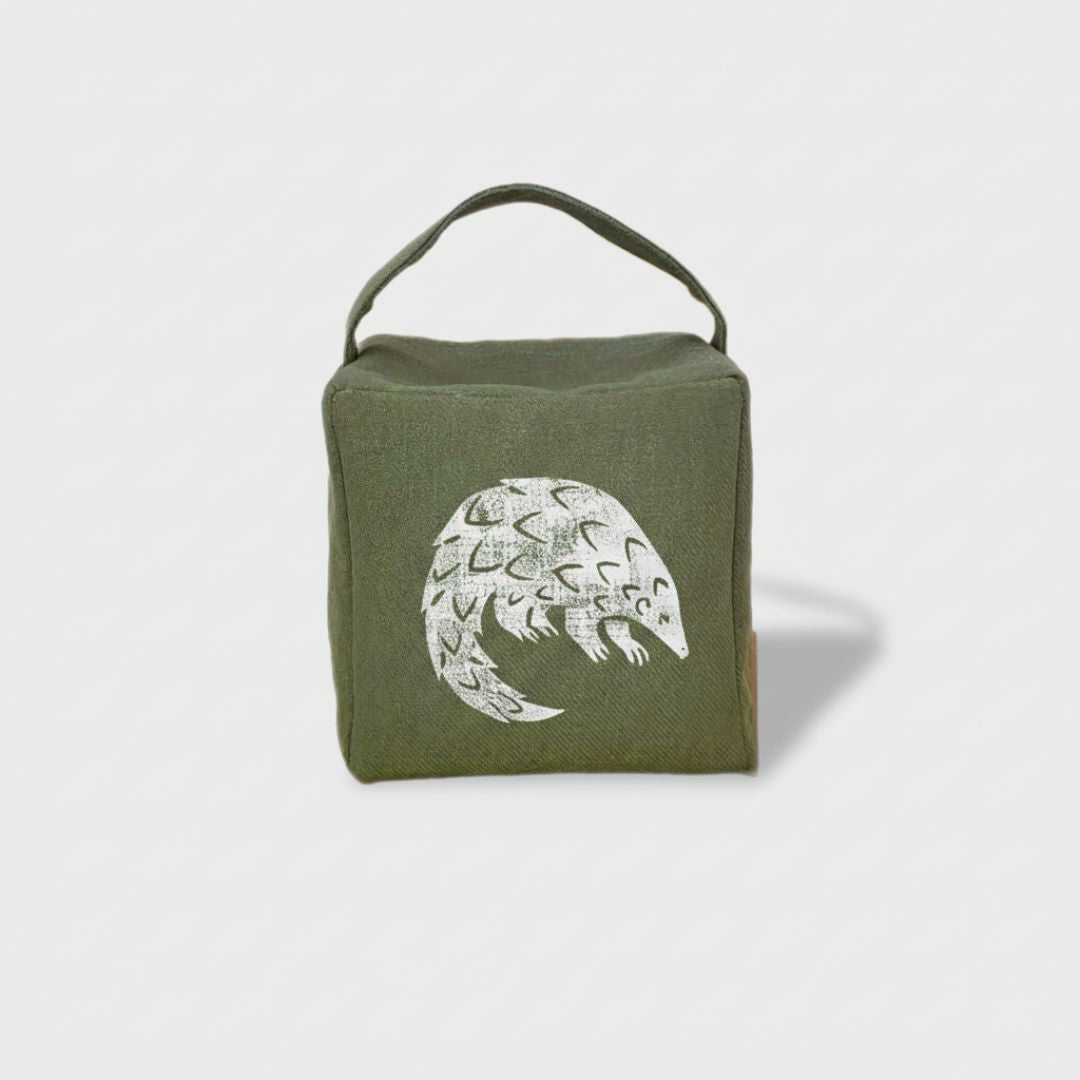 Rolo the pangolin doorstop in fynbos green