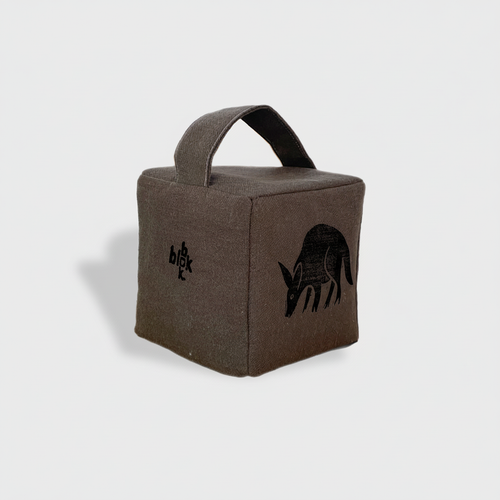 Charcoal aardvark doorstop with all black ink