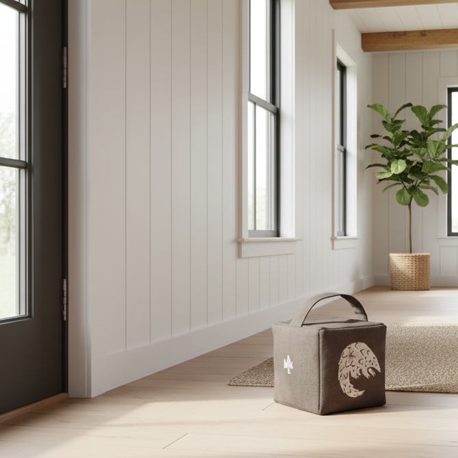 Charcoal pangolin doorstop in modern farmhouse