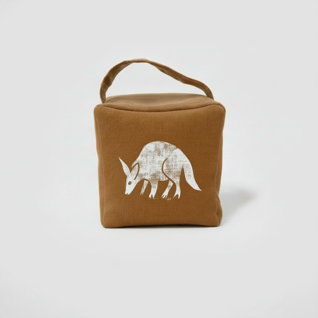 Ochre doorstop with white aardvark print
