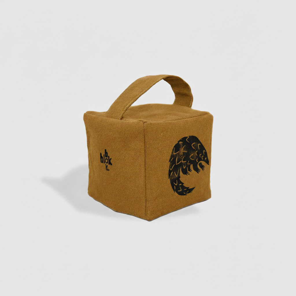 Ochre Rolo pangolin with black ink - angled