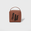 Terracotta doorstop with black ink meerkat print