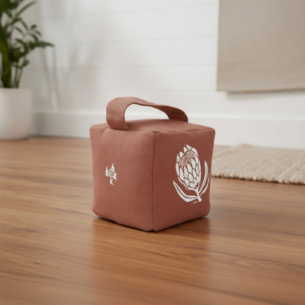 Terracotta doorstop with white ink sugarbush print